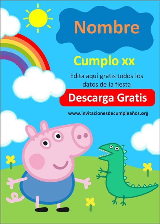 GRATIS] Invitación Peppa Pig, Editable